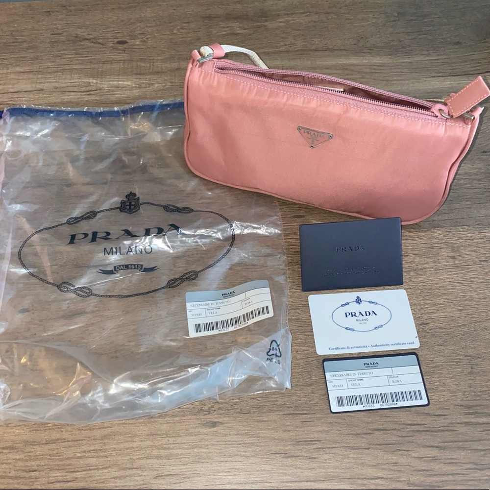 Authentic Prada Vela Rosa Baguette MV633
